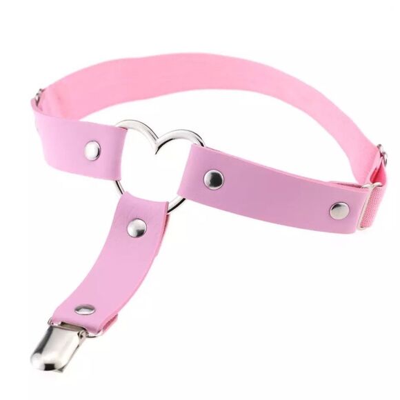 🆕Pink Leather Leg Heart Garter Belt - Picture 3 of 5
